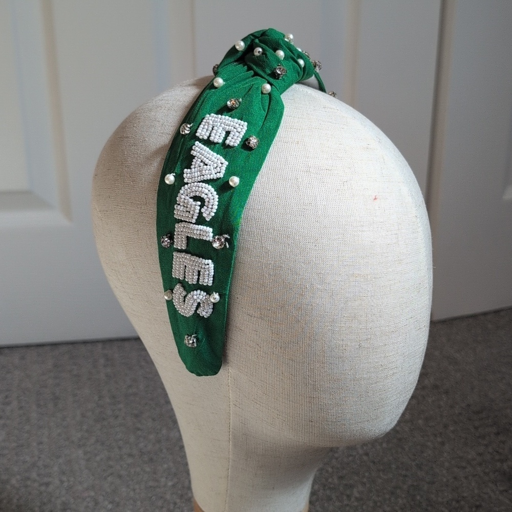 Go Birds Kelly Green Philadelphia Eagles beaded Pearl and Embellished Headband